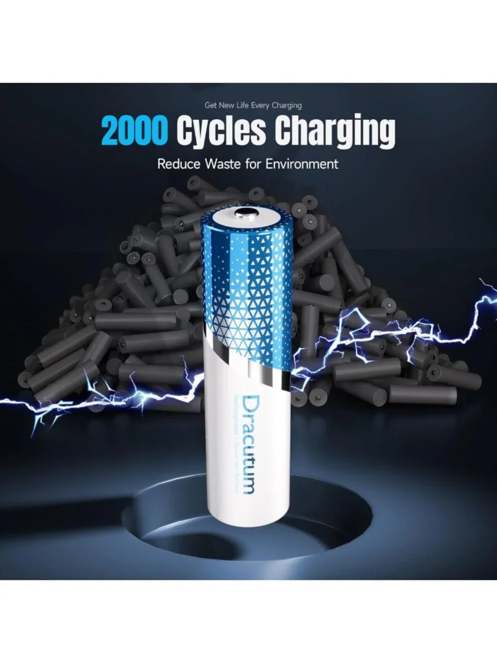 Rechargeable AA Batteries 8-Pack with Charger - Long Lasting 1.5V for Cameras